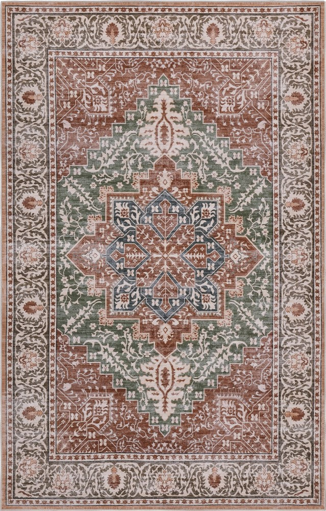 Vintaro Vintage Medallion Border Machine-washable Area Rug