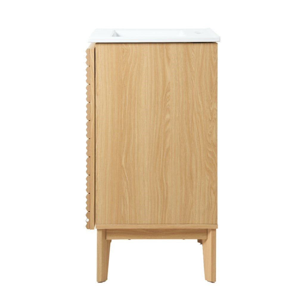 Henry Modern 2-Shelf Bath Vanity Cabinet with White Ceramic Sink Basin Top (Faucet not Included)