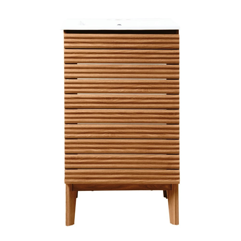 Henry Modern 2-Shelf Bath Vanity Cabinet with White Ceramic Sink Basin Top (Faucet not Included)