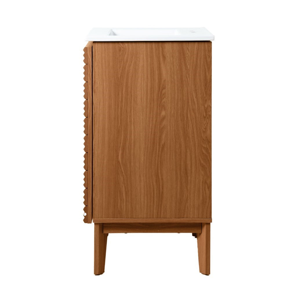 Henry Modern 2-Shelf Bath Vanity Cabinet with White Ceramic Sink Basin Top (Faucet not Included)