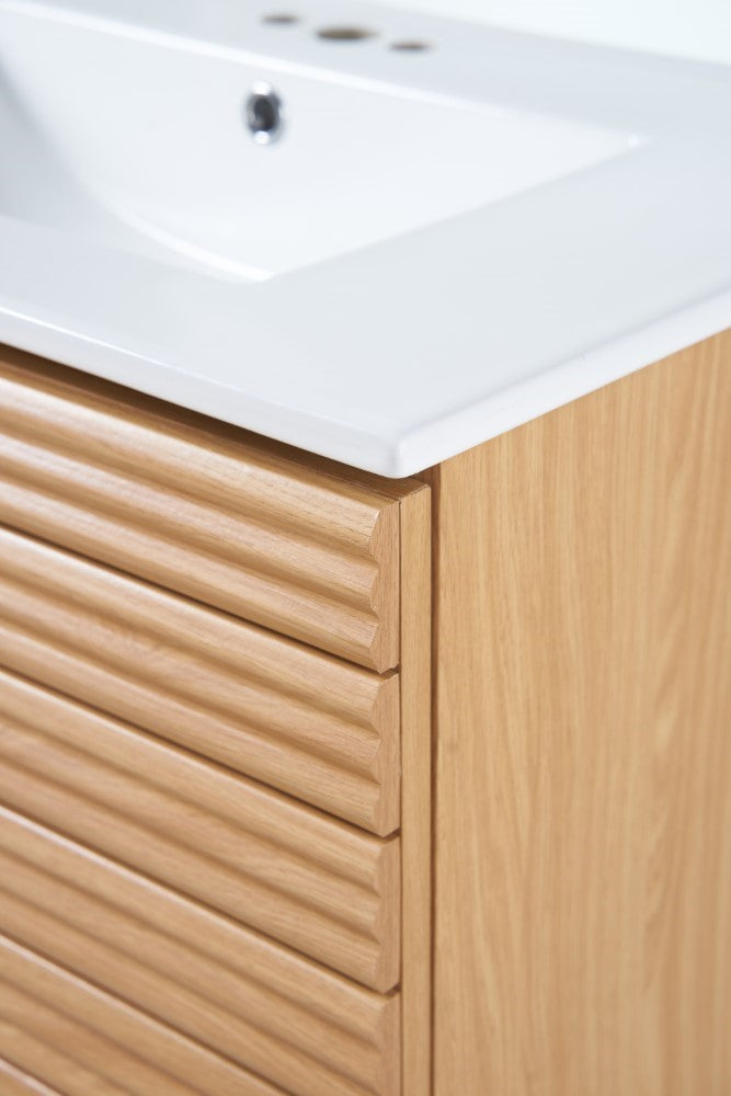 Henry Modern 2-Shelf Bath Vanity Cabinet with White Ceramic Sink Basin Top (Faucet not Included)