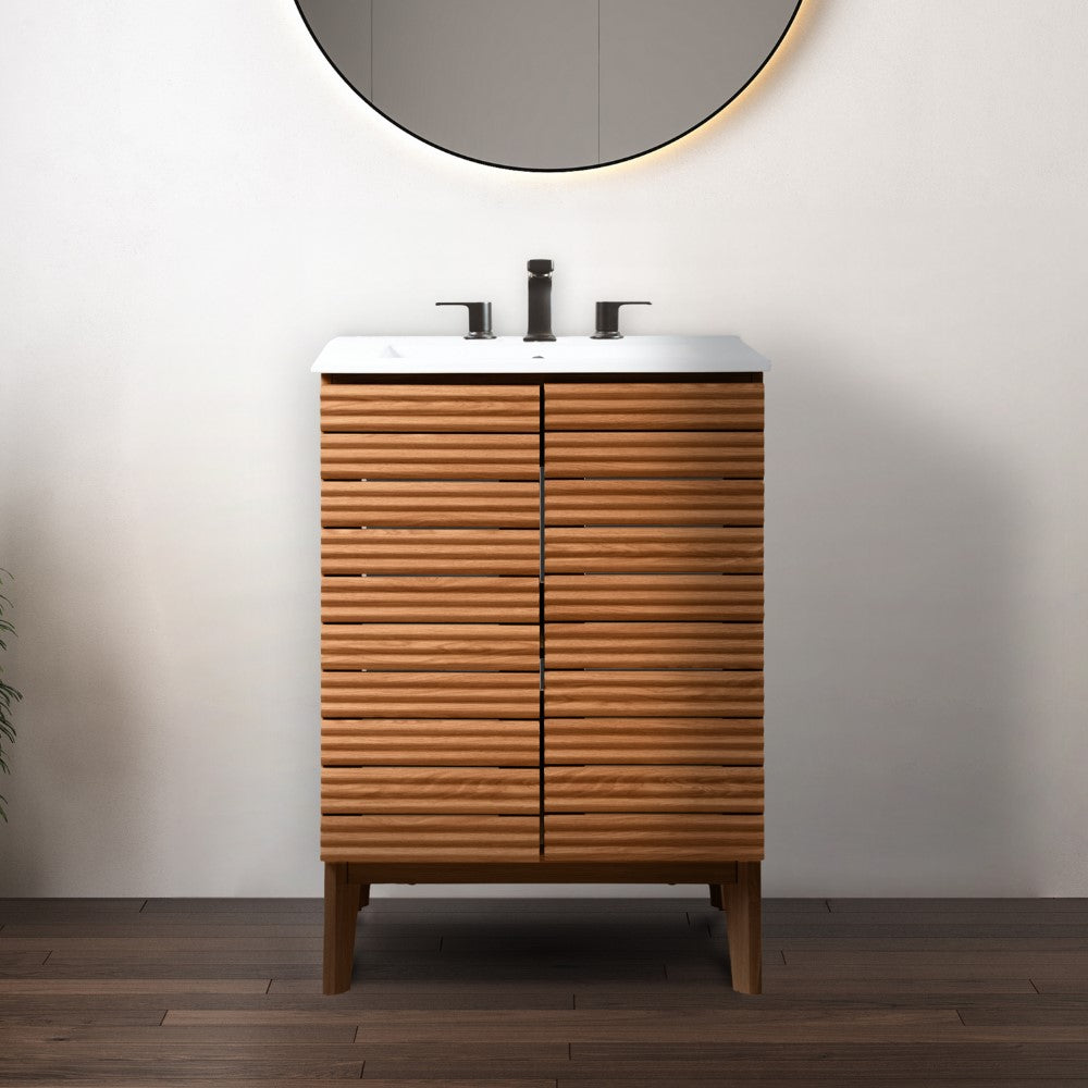 Henry Modern 2-Shelf Bath Vanity Cabinet with White Ceramic Sink Basin Top (Faucet not Included)