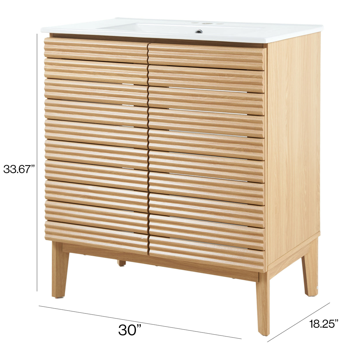 Henry Modern 2-Shelf Bath Vanity Cabinet with White Ceramic Sink Basin Top (Faucet not Included)
