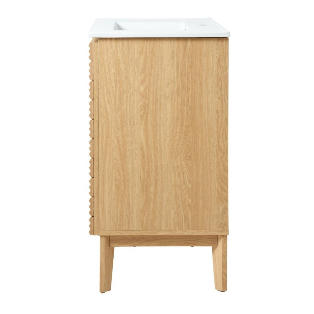 Henry Modern 2-Shelf Bath Vanity Cabinet with White Ceramic Sink Basin Top (Faucet not Included)