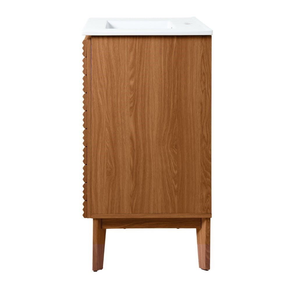 Henry Modern 2-Shelf Bath Vanity Cabinet with White Ceramic Sink Basin Top (Faucet not Included)