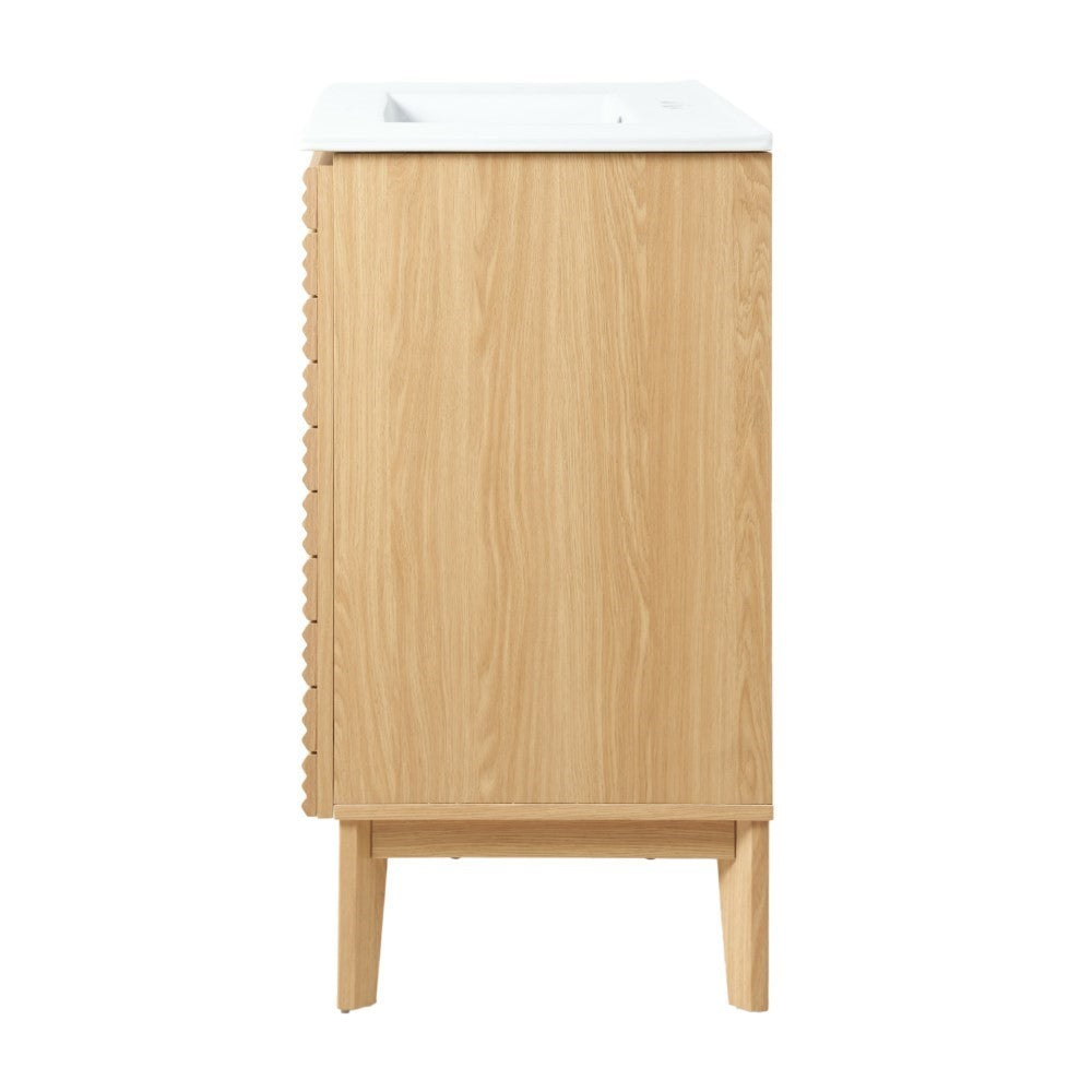 Henry Modern 2-Shelf Bath Vanity Cabinet with White Ceramic Sink Basin Top (Faucet not Included)