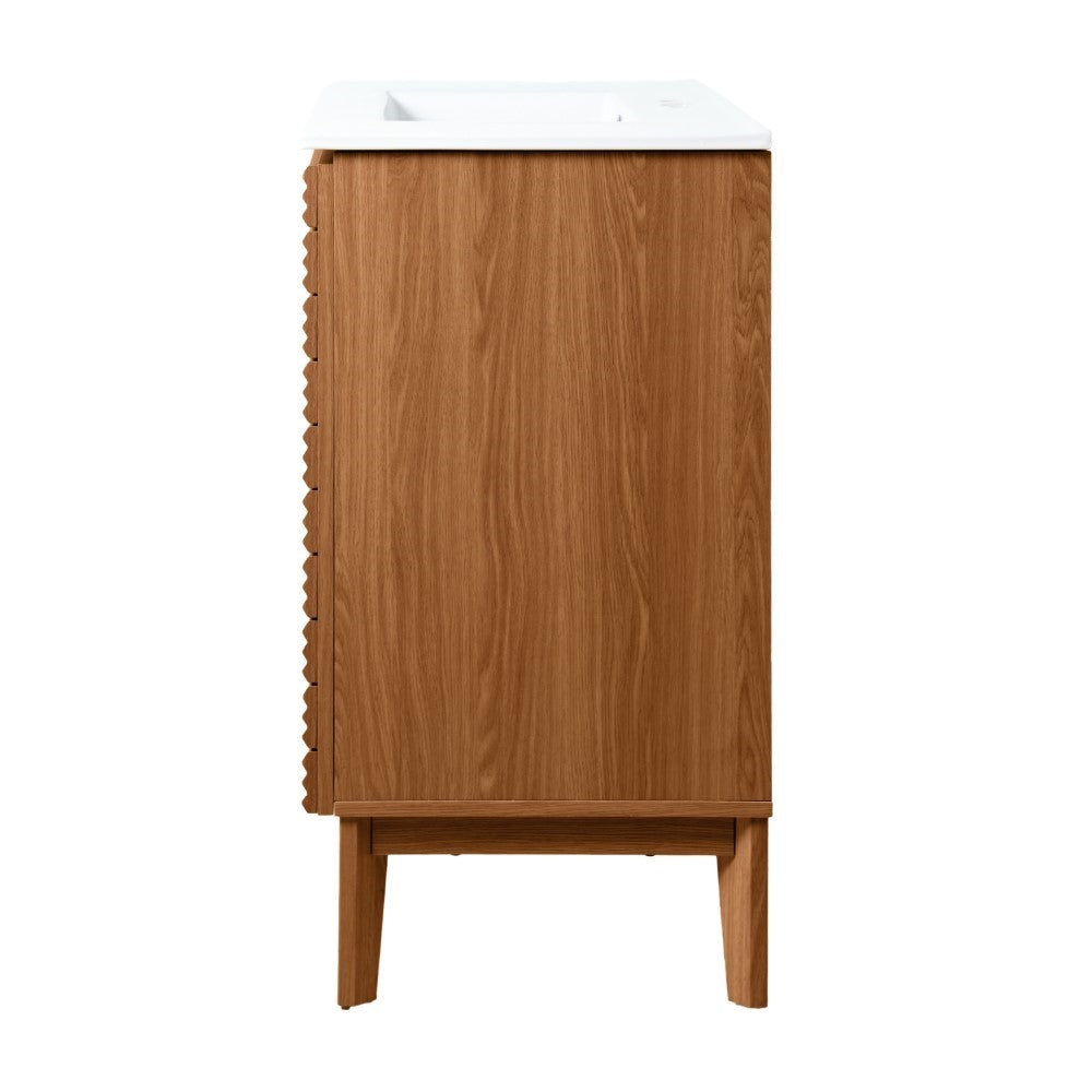 Henry Modern 2-Shelf Bath Vanity Cabinet with White Ceramic Sink Basin Top (Faucet not Included)