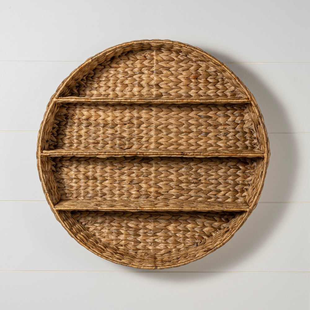 Annulus 24.5" 3-Shelf Circular Handwoven Hyacinth Wall Rack