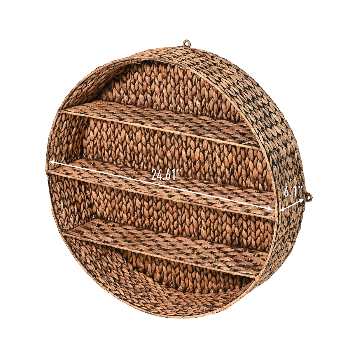 Annulus 24.5" 3-Shelf Circular Handwoven Hyacinth Wall Rack
