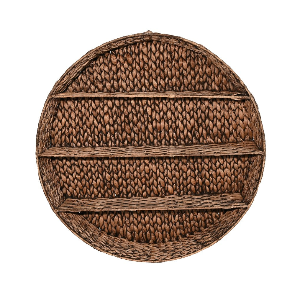 Annulus 24.5" 3-Shelf Circular Handwoven Hyacinth Wall Rack