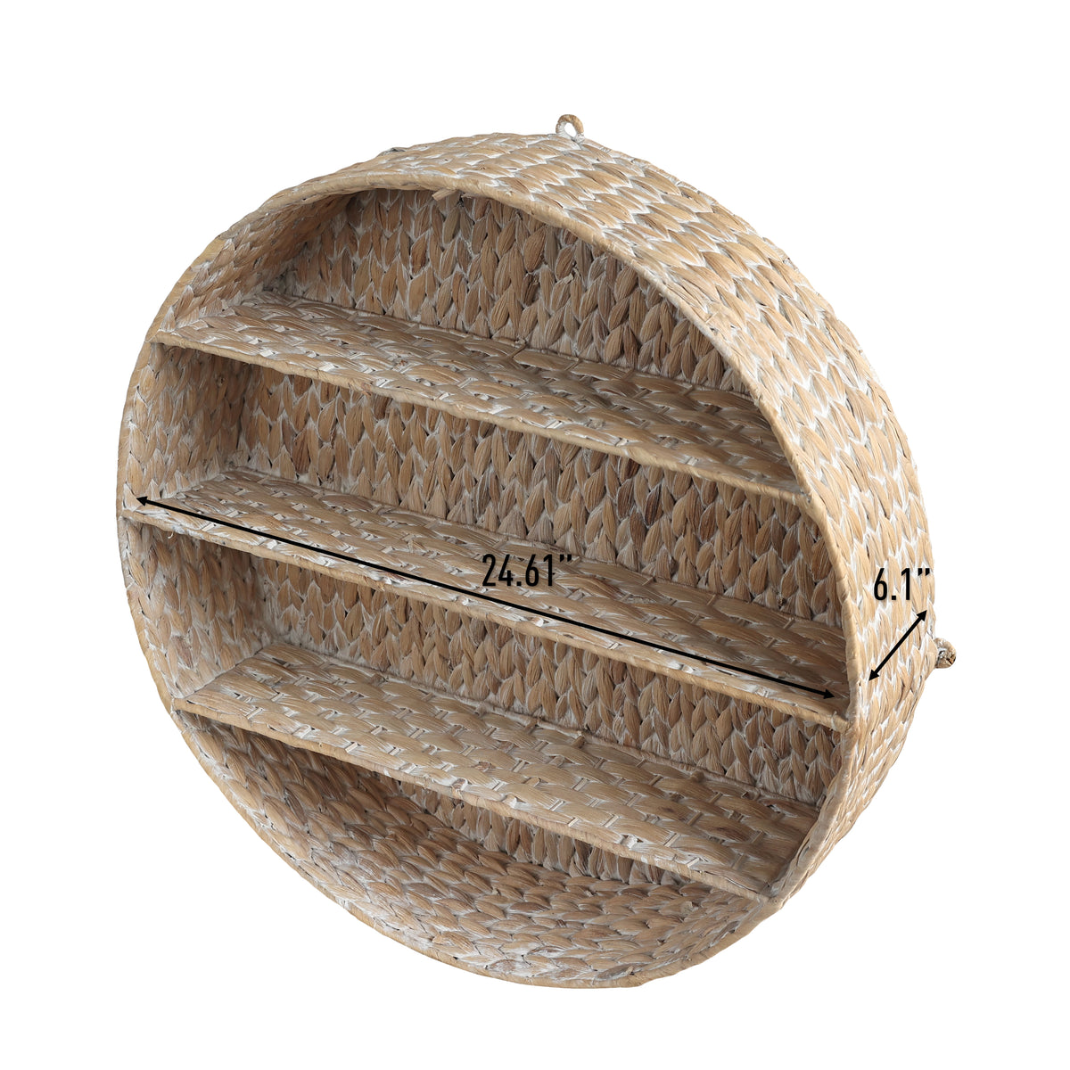 Annulus 24.5" 3-Shelf Circular Handwoven Hyacinth Wall Rack