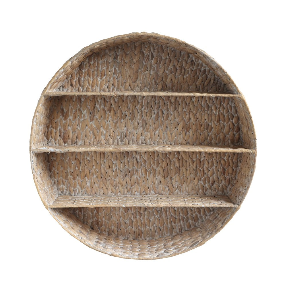 Annulus 24.5" 3-Shelf Circular Handwoven Hyacinth Wall Rack