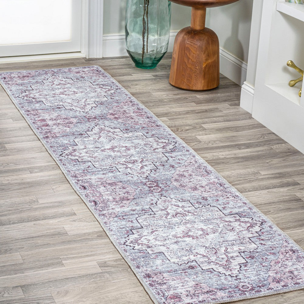 Nobleman Boho Gray Medallion Washable Indoor/Outdoor Area Rug