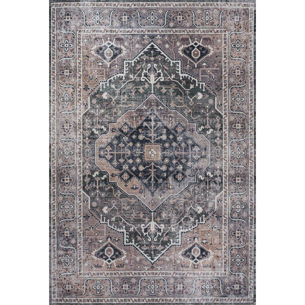 Bright ogee Medallion Washable Area Rug