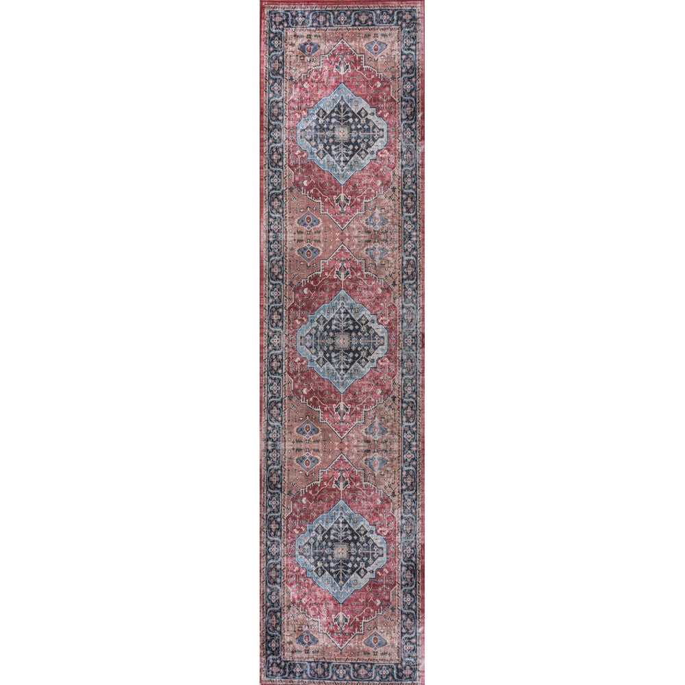 Bright ogee Medallion Washable Area Rug