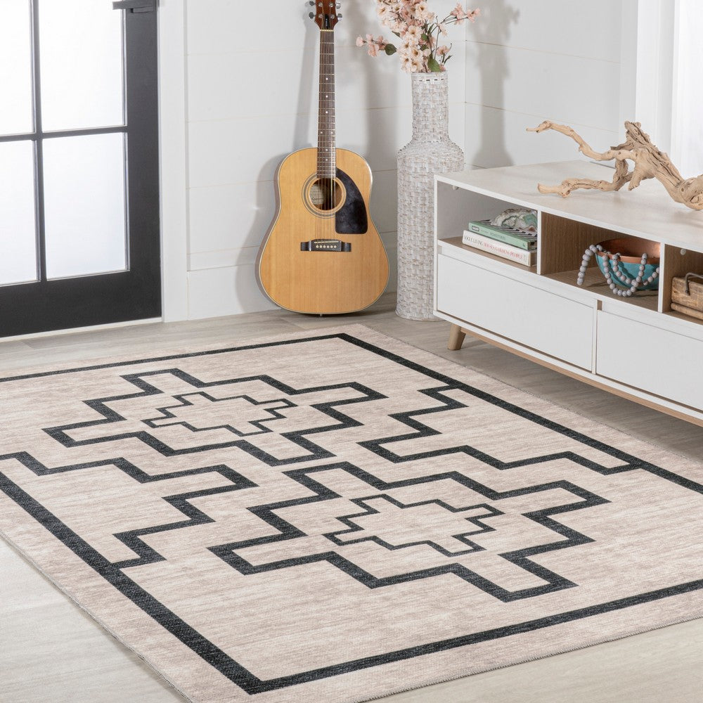 Townsend Minimalist Medallion Machine-washable Area Rug