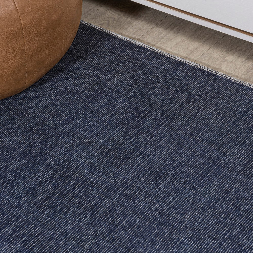 Curry Solid Centre Stripe Machine-washable Area Rug