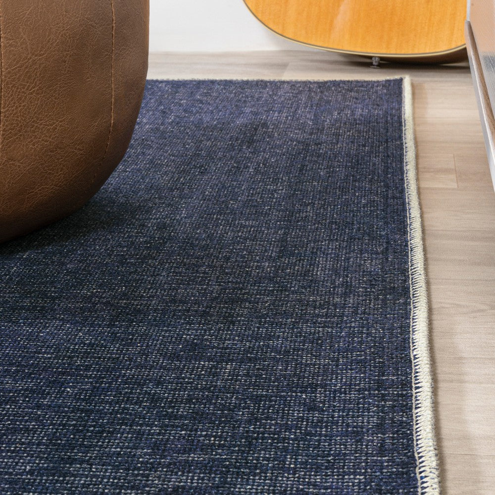 Curry Solid Centre Stripe Machine-washable Area Rug