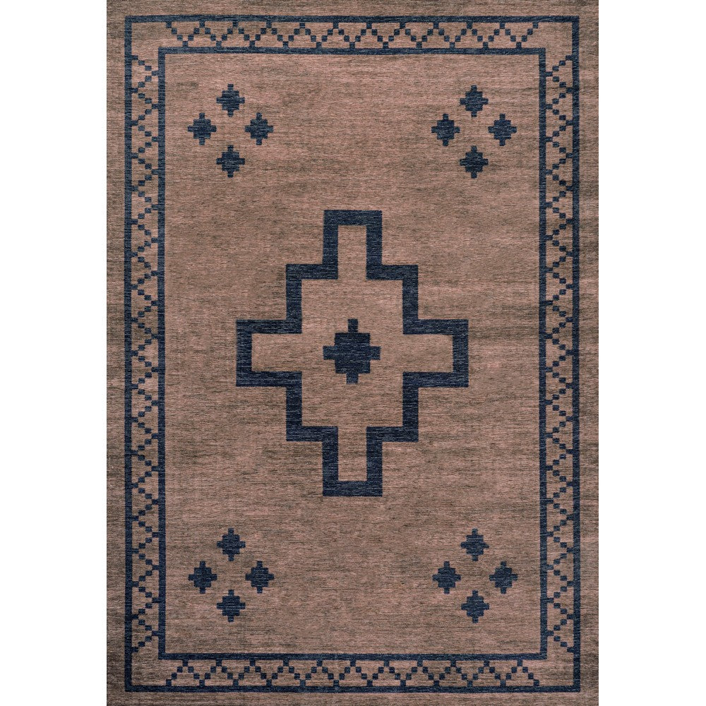Mona Geometric Medallion Machine-washable Area Rug