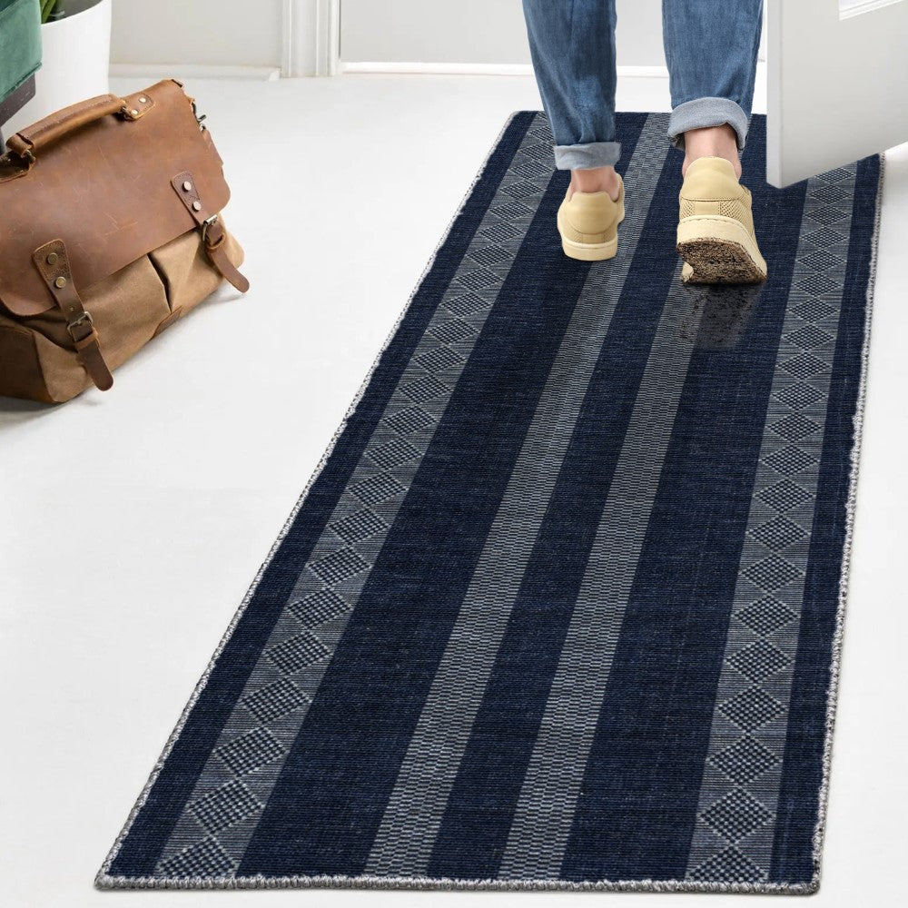 Wallaker Trellis Stripe Machine-washable Area Rug