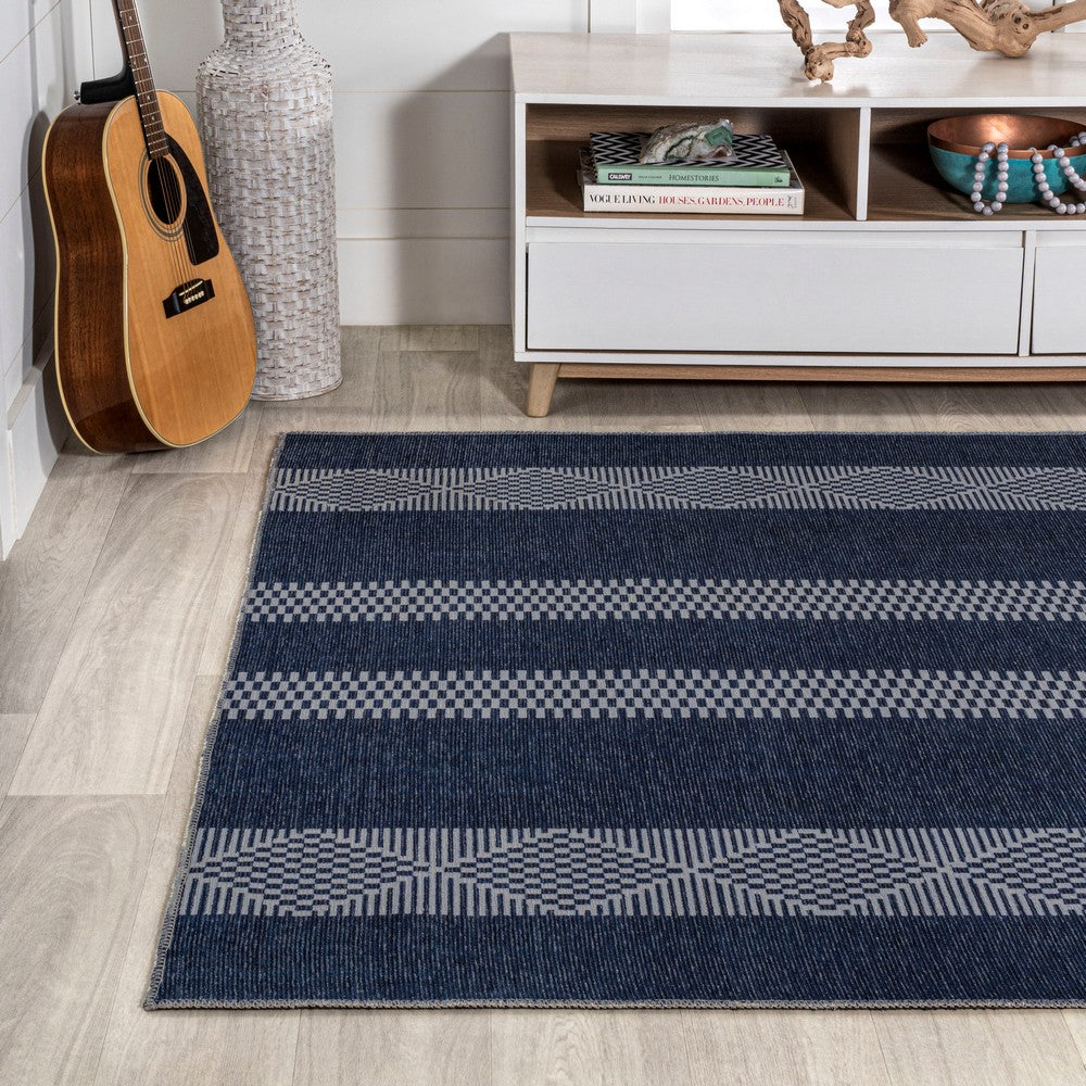 Wallaker Trellis Stripe Machine-washable Area Rug