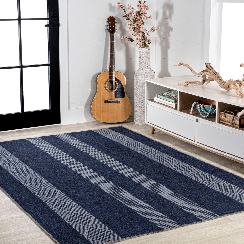 Wallaker Trellis Stripe Machine-washable Area Rug