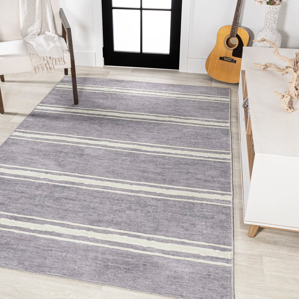 Sand Ticking Stripe Machine-washable Area Rug
