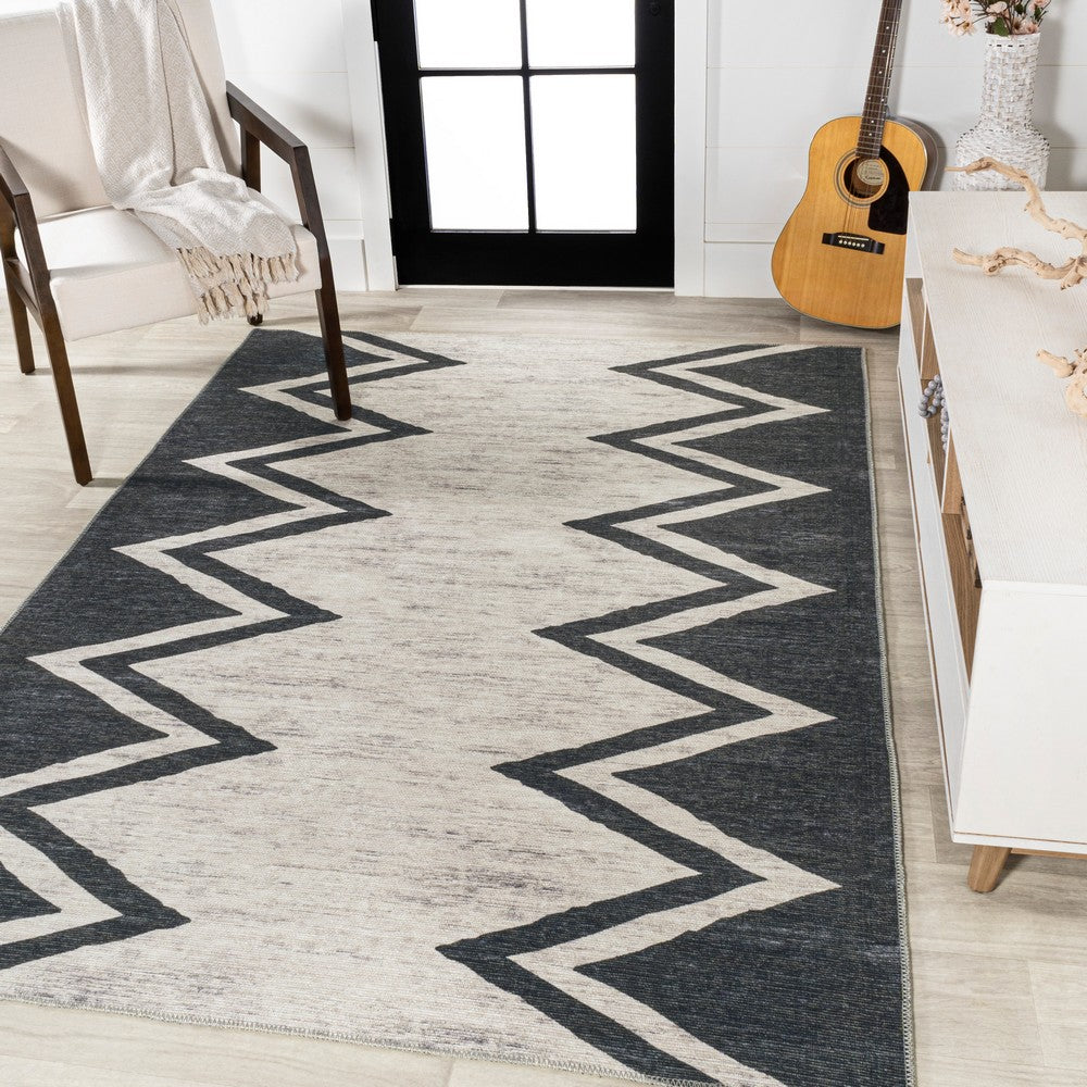 Robinson Modern Chevron Border Area Rug