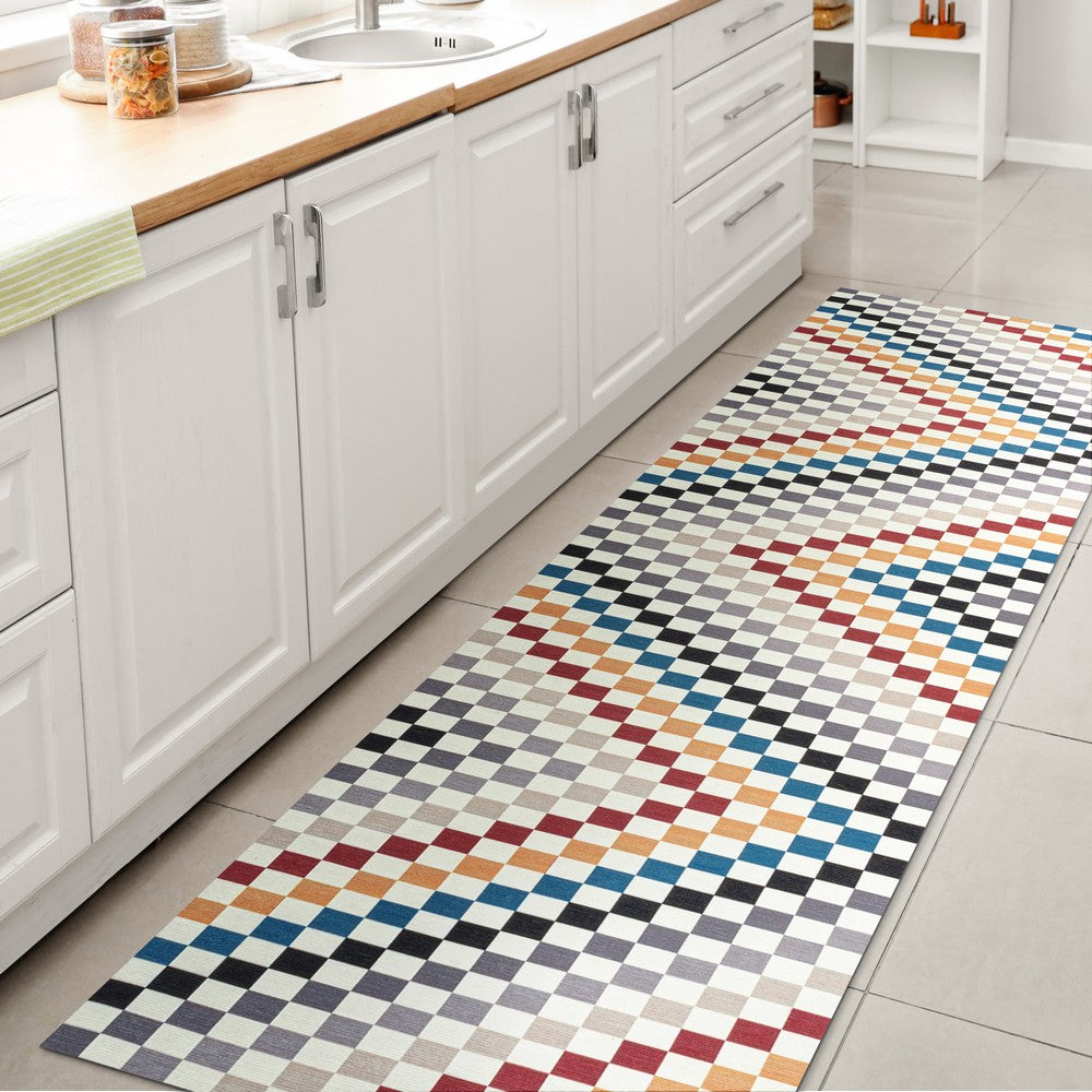 Royale Modern Cottage Checkerboard Washable Area Rug
