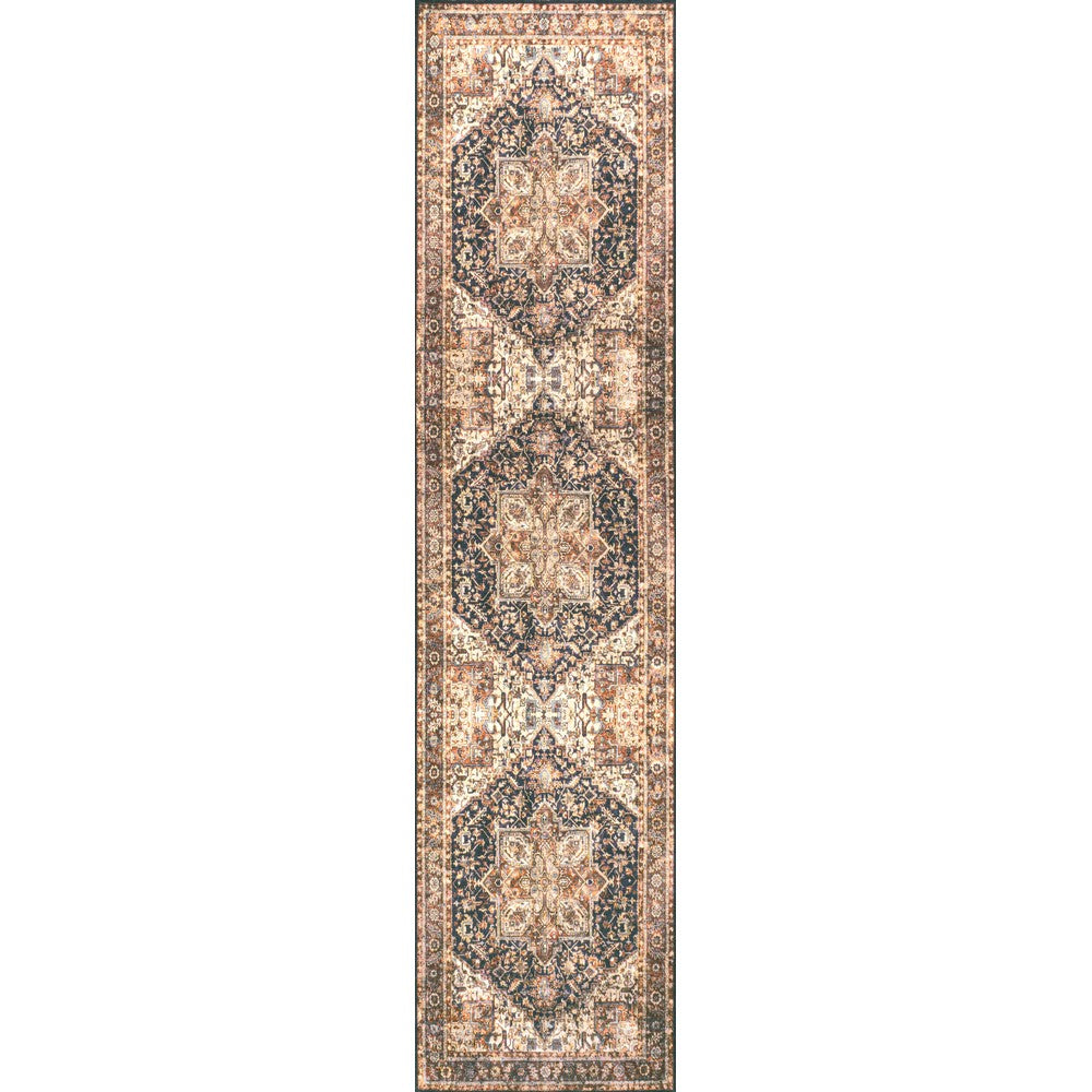 Moora Chenille Mid-century Medallion Machine-washable Area Rug