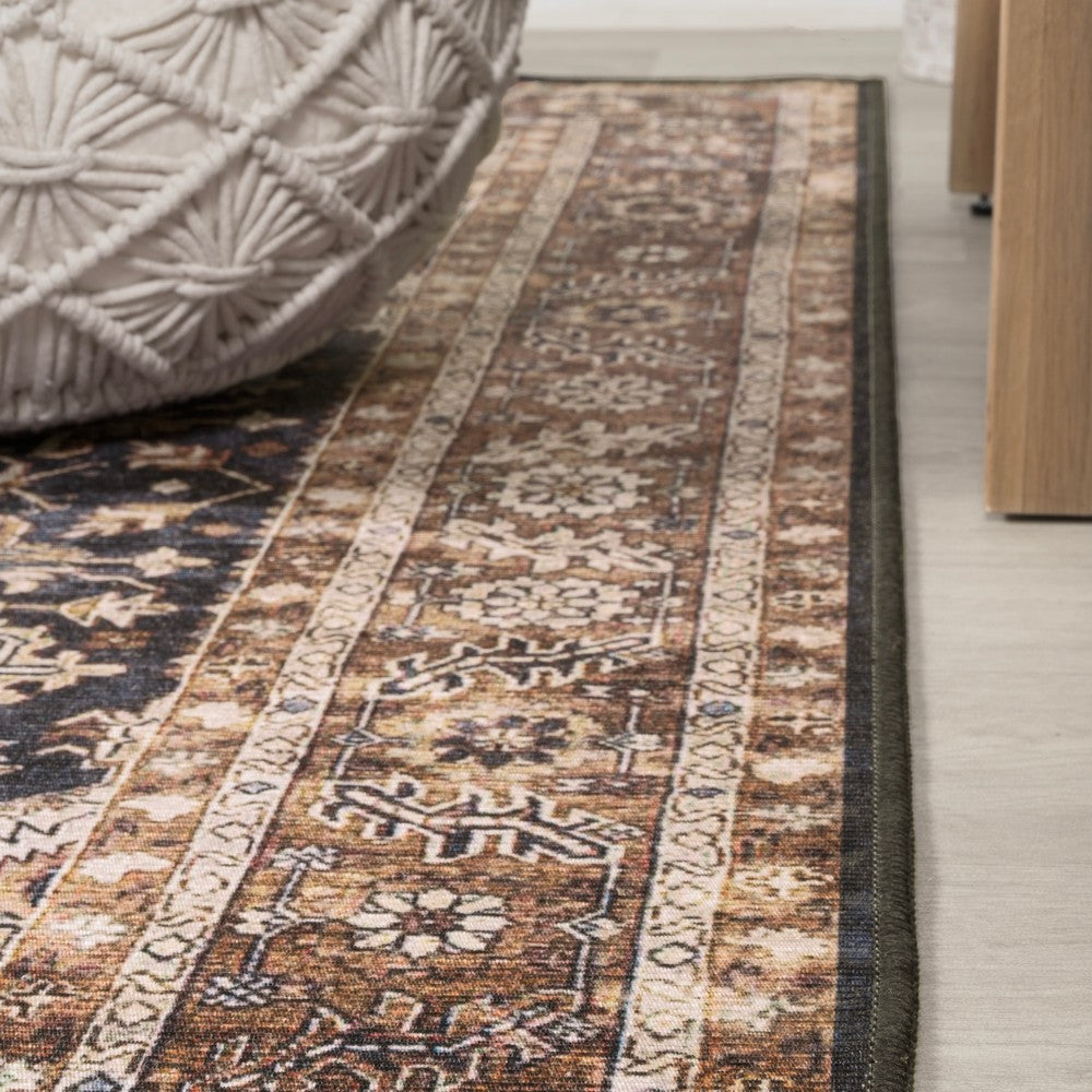Moora Chenille Mid-century Medallion Machine-washable Area Rug