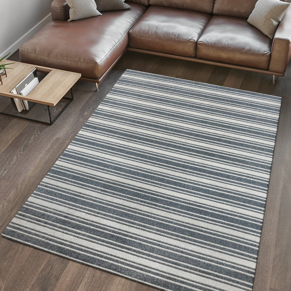 Carolina Two-Tone Striped Classic Low-Pile Machine-Washable Area Rug