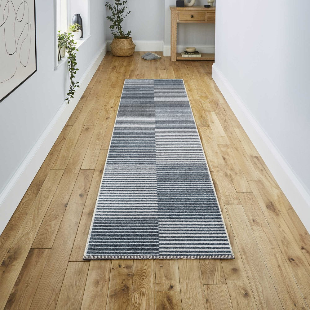 Buffalo Minimalist Striped Plaid Machine-Washable Area Rug