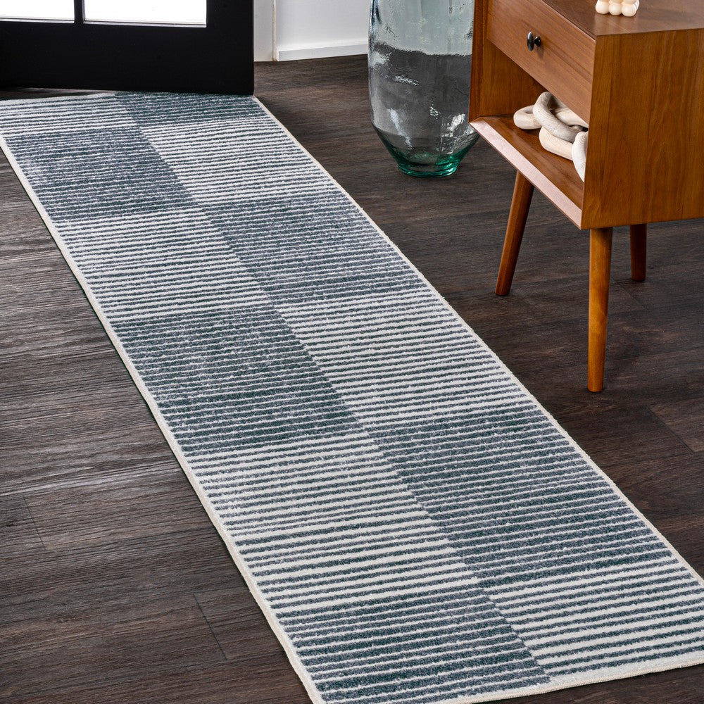 Buffalo Minimalist Striped Plaid Machine-Washable Area Rug