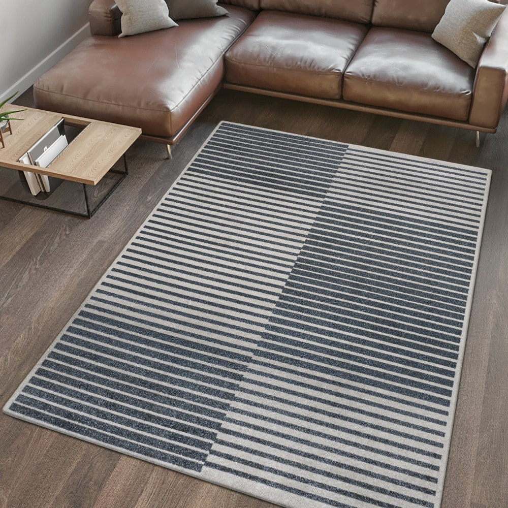 Buffalo Minimalist Striped Plaid Machine-Washable Area Rug