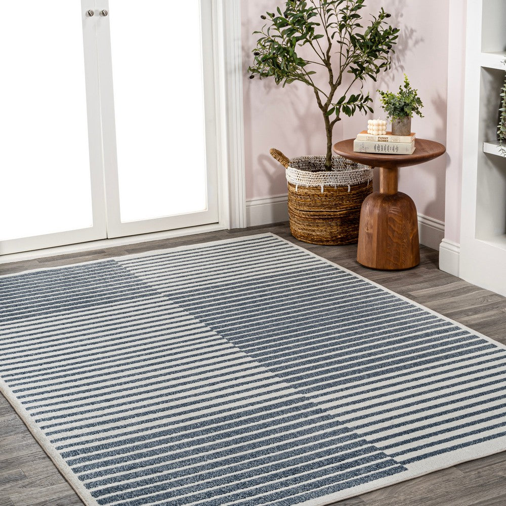 Buffalo Minimalist Striped Plaid Machine-Washable Area Rug