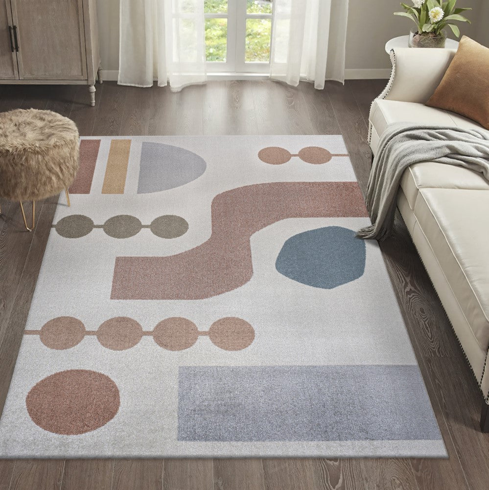 Winston Abstract Coastal Contemporary Novelty Machine-Washable Area Rug