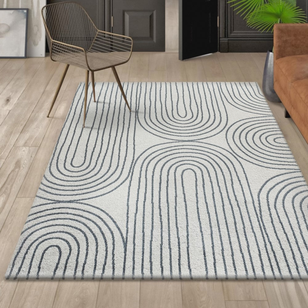 Archie Contemporary Glam Geometric Machine-Washable Area Rug
