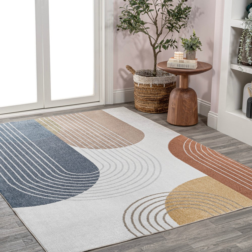 Zen Contemporary Minimalist Machine-Washable Area Rug