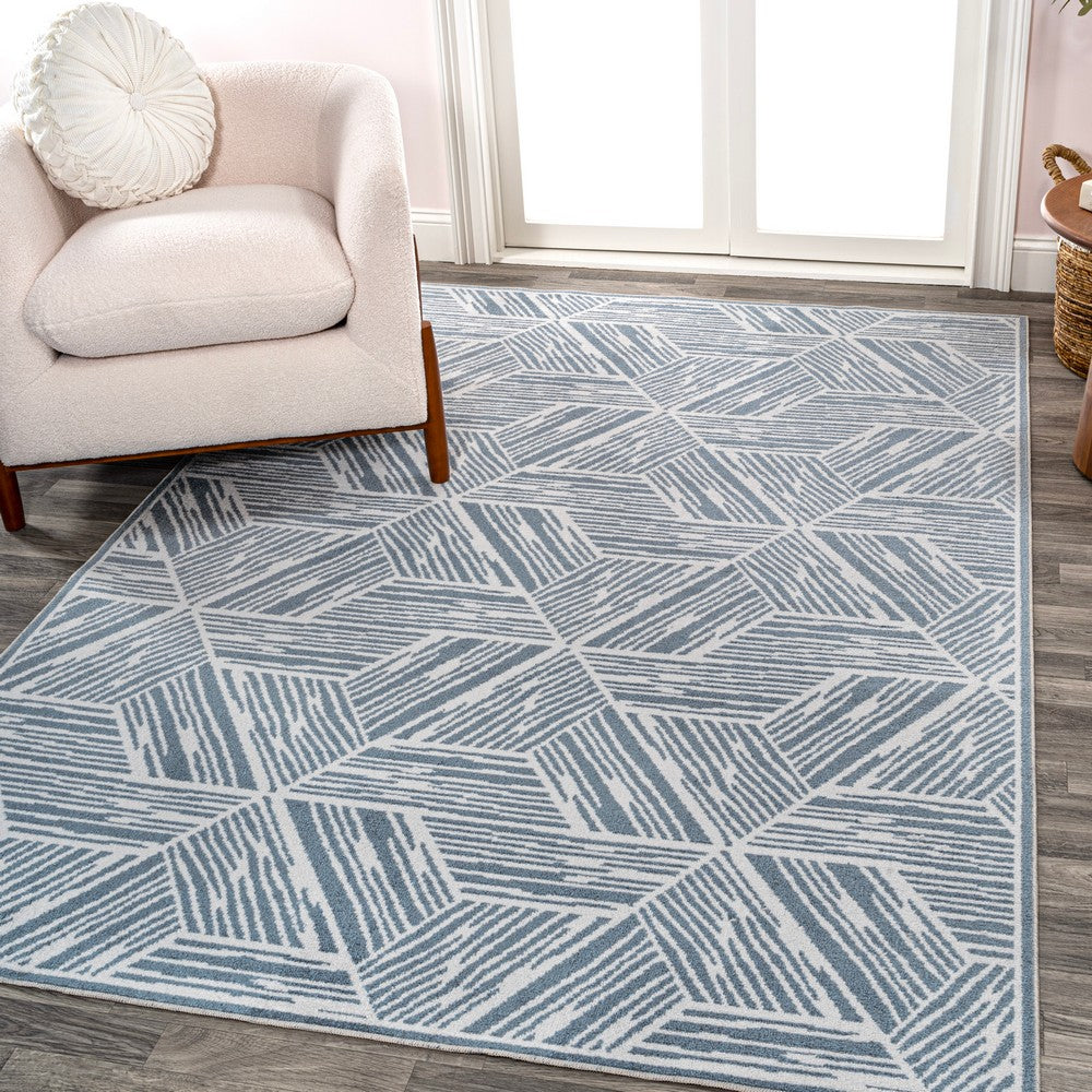 Nordic Modern Coastal Geometric Machine-Washable Area Rug