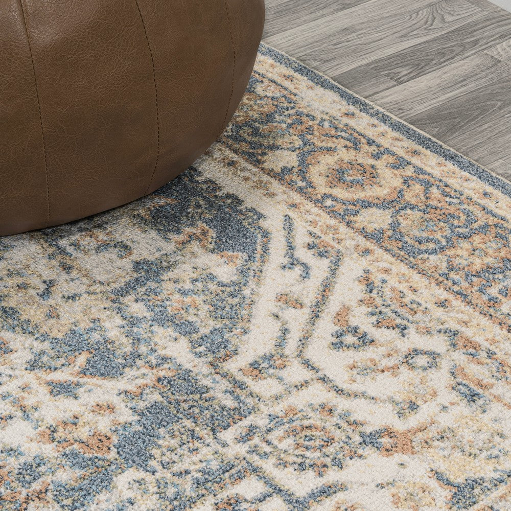 Julita Bold Distressed Medallion Low-Pile Machine-Washable Area Rug