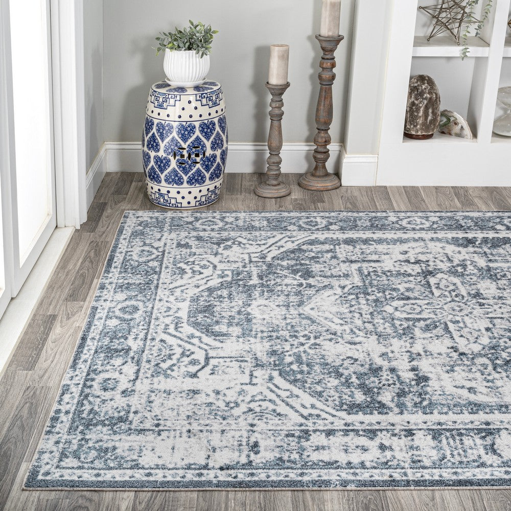 Julita Bold Distressed Medallion Low-Pile Machine-Washable Area Rug
