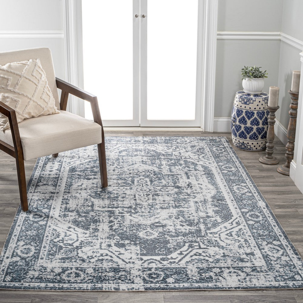 Julita Bold Distressed Medallion Low-Pile Machine-Washable Area Rug