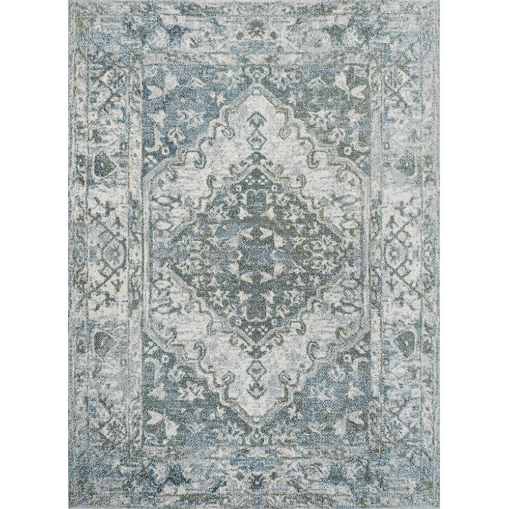 Lotus Distressed Medallion Low-Pile Machine-Washable Area Rug