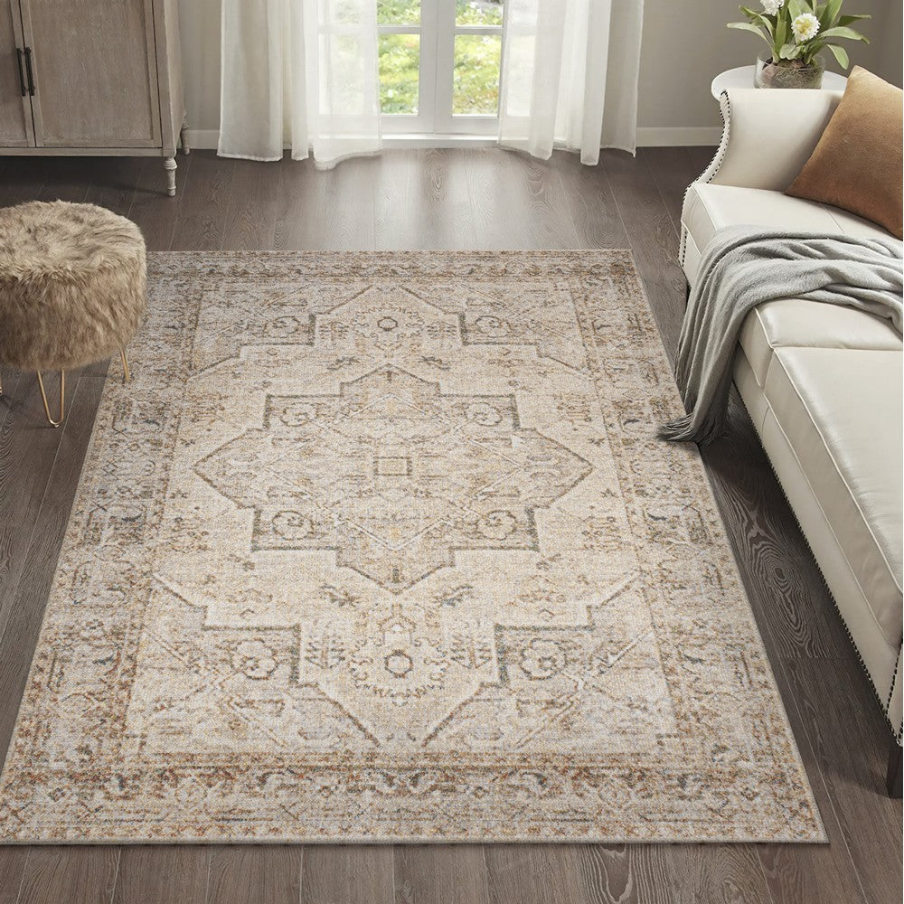 Gemini Vintage Native American Medallion Machine-Washable Area Rug