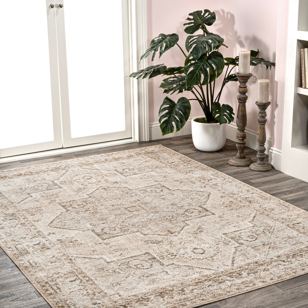 Gemini Vintage Native American Medallion Machine-Washable Area Rug