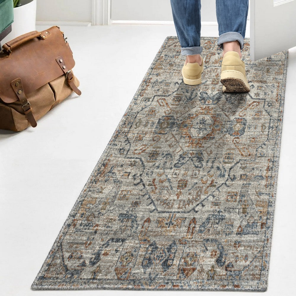 Tarifa Bohemian Medallion Low-Pile Machine-Washable Area Rug