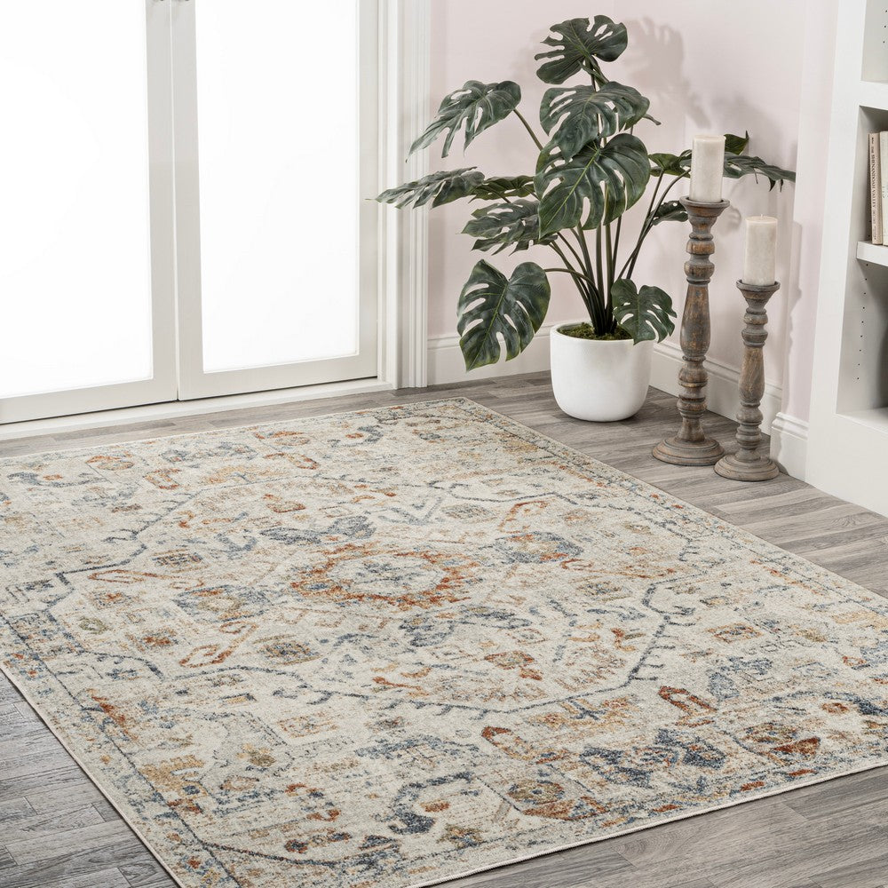 Tarifa Bohemian Medallion Low-Pile Machine-Washable Area Rug
