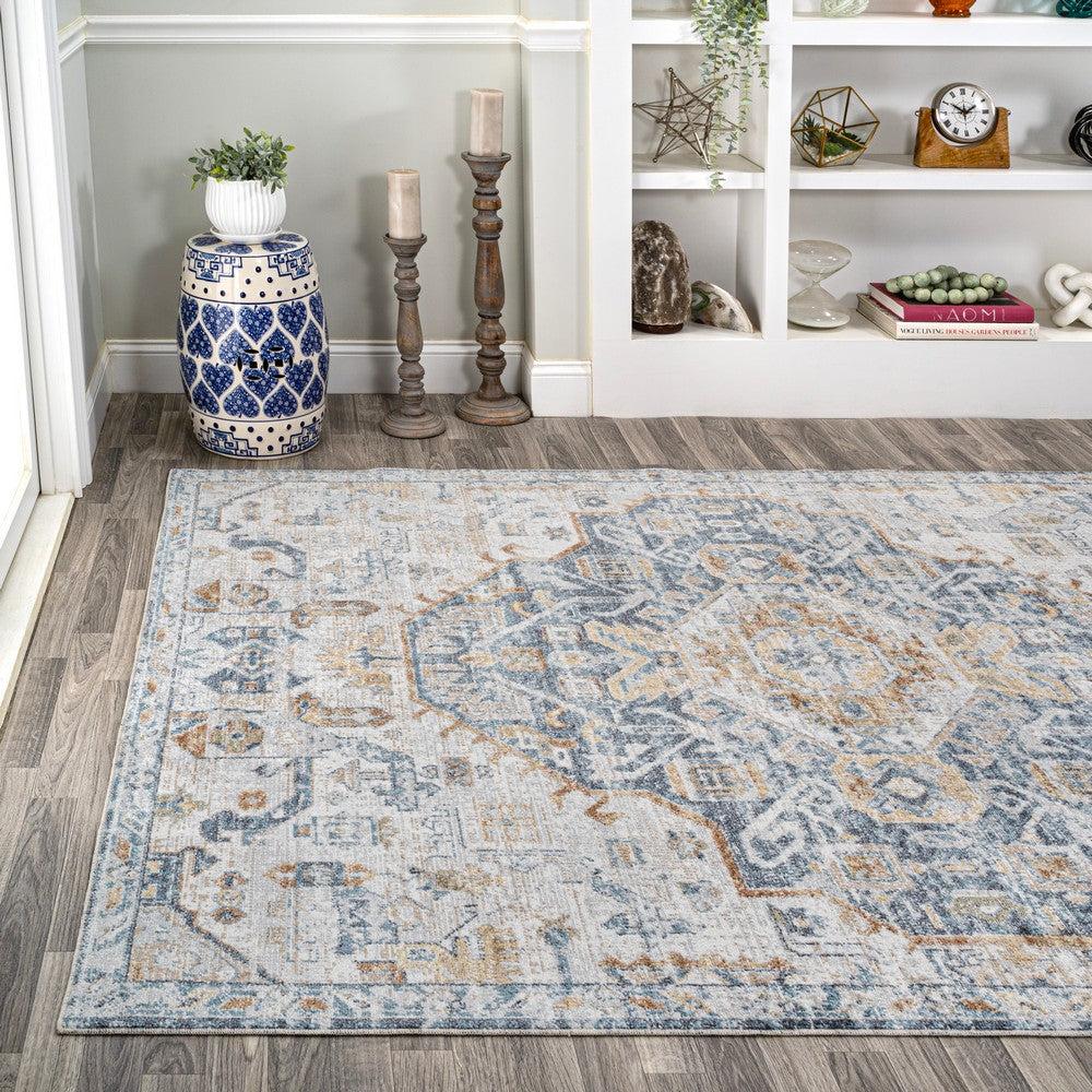Tarifa Bohemian Medallion Low-Pile Machine-Washable Area Rug