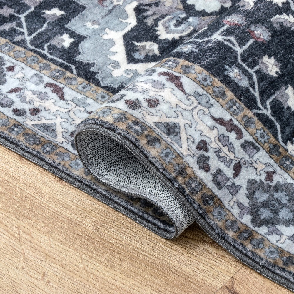 Lunara Boho Medallion Border Non-slip Machine-washable Area Rug